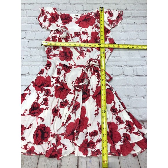 Free People Women Floral Print Ruffled Wrap Dress Size Small B234 -16 - Picture 2 of 12